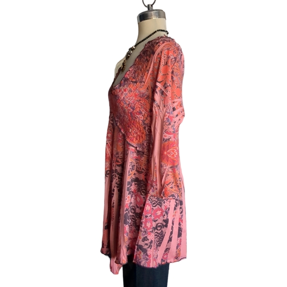 One World Boho Maternity Ethnic print 3/4 sleeves Blouse Size L - Picture 11 of 16